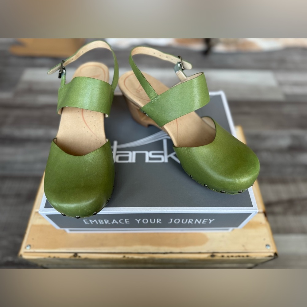 Dansko Women's Green Leather Clogs